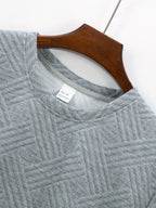 Men's Business Casual Sport Solid Color Crew Neck Jacquard T-Shirt - Light Grey