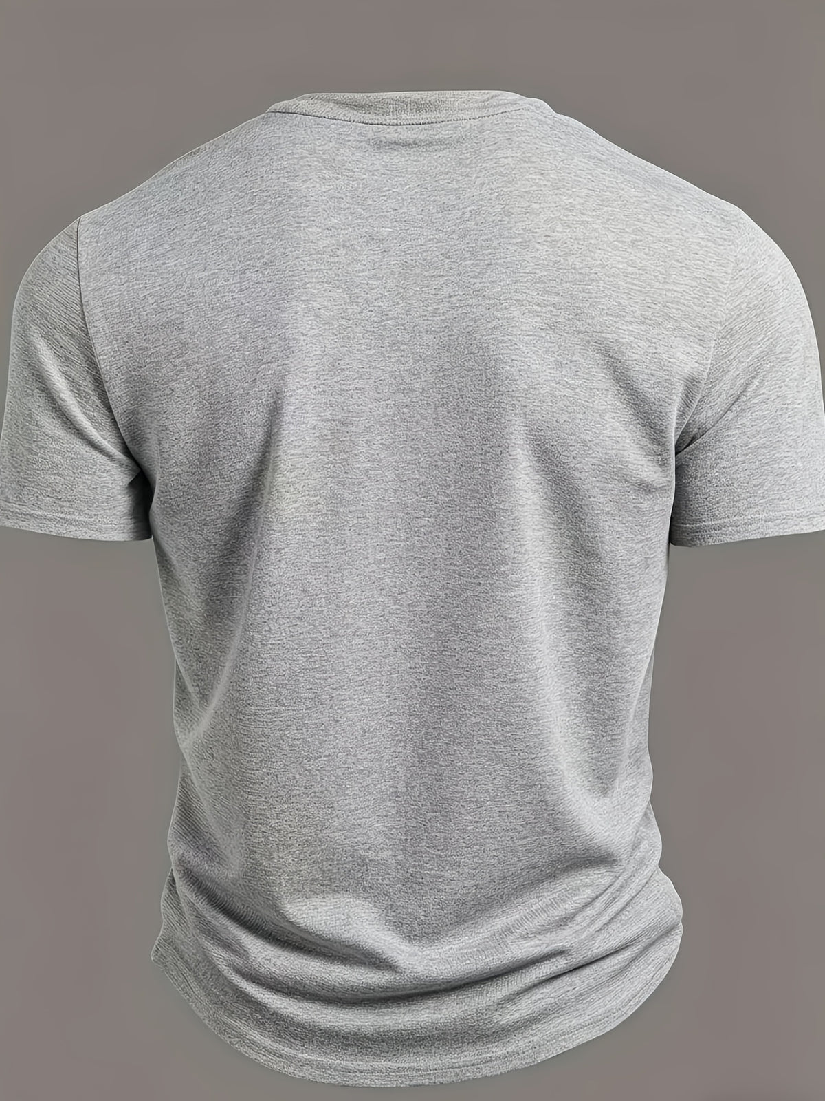 Summer Waffle-Weave Men'S Short Sleeve T-Shirt, Small Stand Collar V-Neck Print Trendy Men'S Versatile Short Sleeve - Gray 4