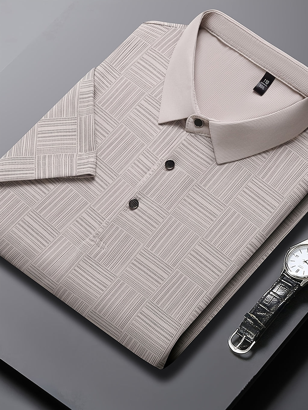 3pcs Set Upon Arrival, Men'S Summer Quick-Drying Breathable Polo Shirt, Commute Lapel Casual Top - Light Grey