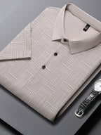 3pcs Set Upon Arrival, Men'S Summer Quick-Drying Breathable Polo Shirt, Commute Lapel Casual Top - Light Grey
