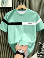 [Printed Design – Not Textured] Men's Summer Casual Color Block Patchwork T-shirt - Multicolor 7