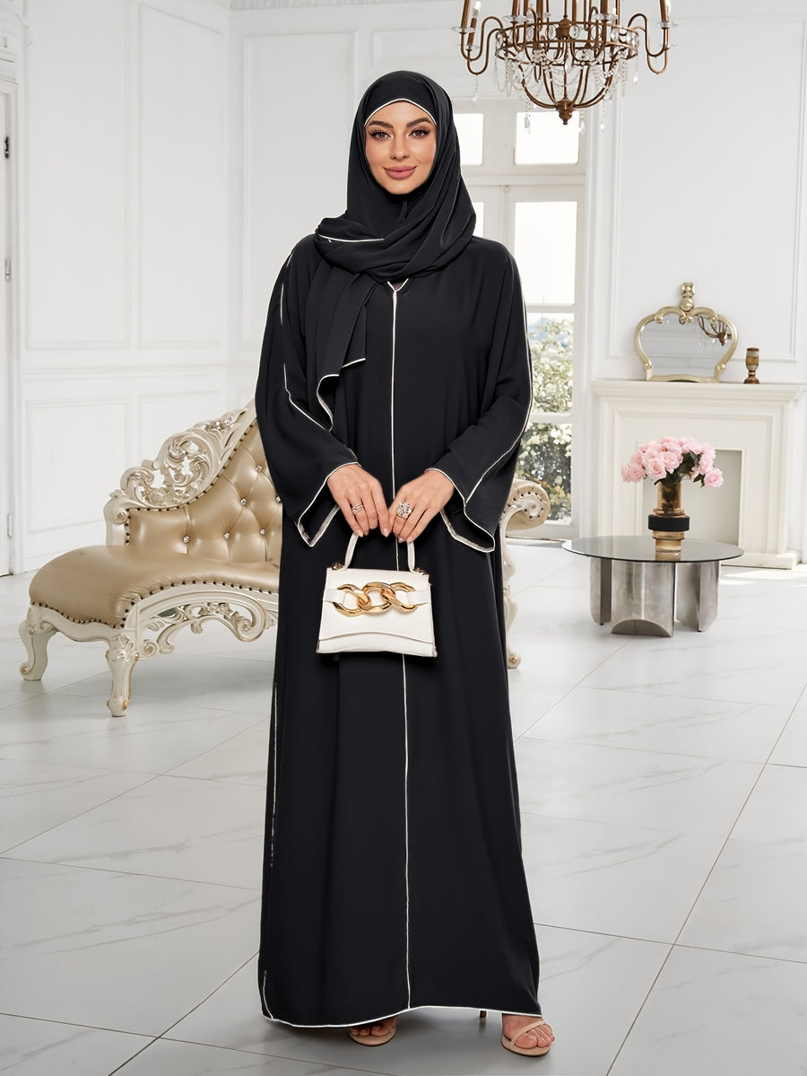 1 Set ( + Dress), Solid Color Nida Fabric, Elegant and Comfortable, Breathable and Comfortable for Outings | Simple Islamic Clothing | and Turkish Clothing, for Home, Outdoors, Leisure, Dresses for Women, Abaya for Women, Abaya Été, Abaya Femme - Black