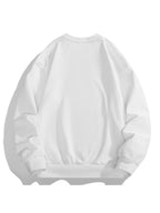 Men'S Crew Neck Sweatshirt, Spring And Autumn Hong Kong Style Letter Print Pullover Top, Youth Loose Casual Versatile Long Sleeve Base Shirt - White