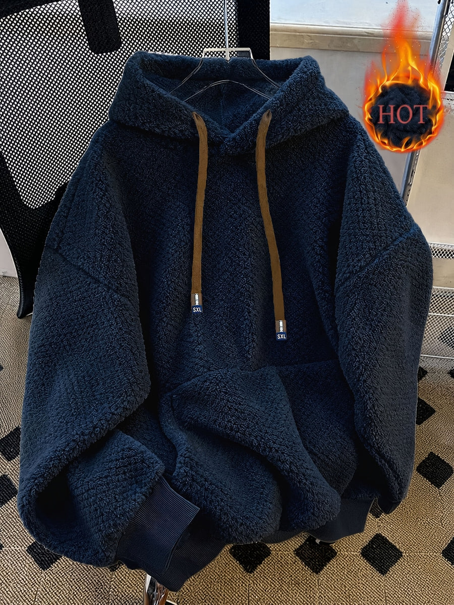 Autumn and Winter New Fleece Hoodie - Navy Color