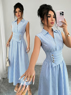 Women'S Elegant Casual Dress - Blue