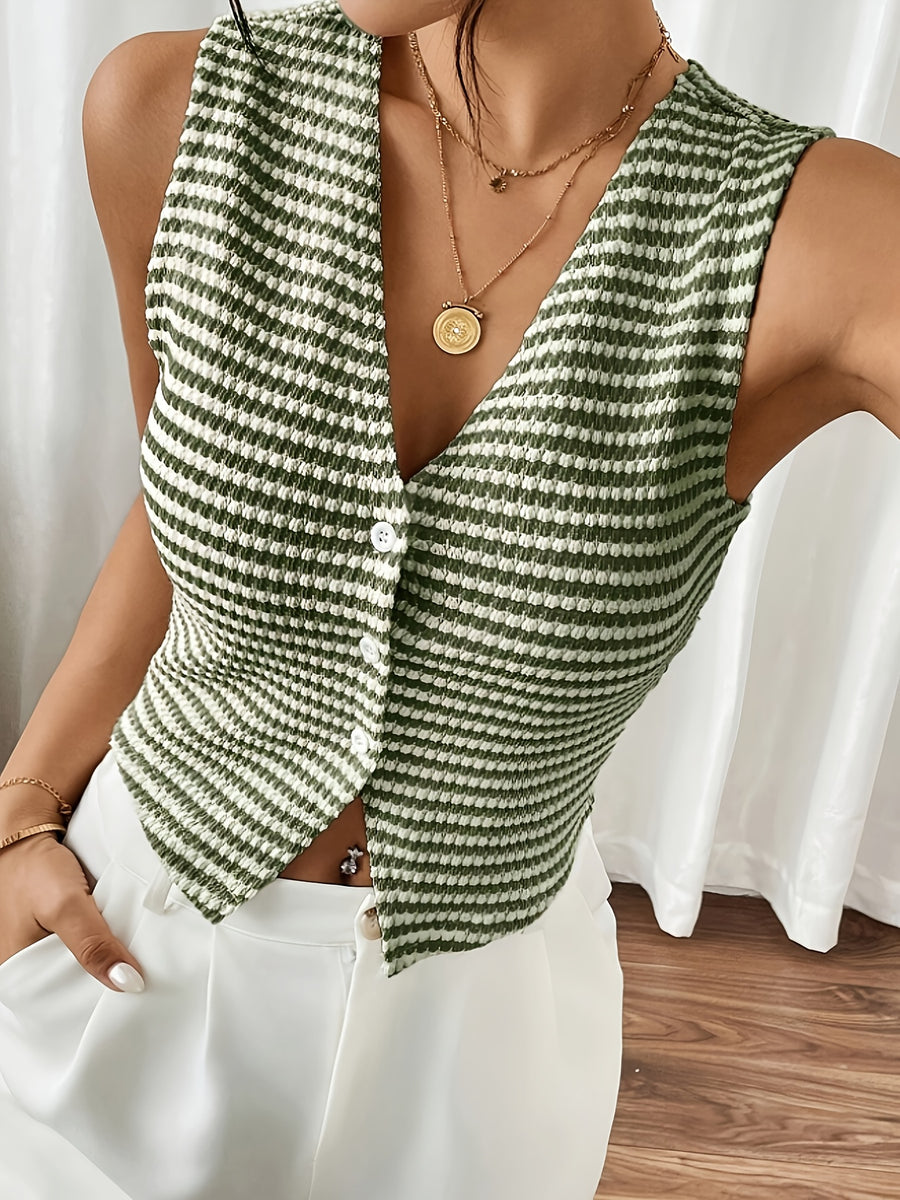 Women's Striped Comfort Fit Vest - Mixed colors