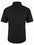 Old Money Style Men's Cuban Collar Short Sleeve Shirt, Linen Texture, Lightweight and Breathable Outdoor Casual Shirt - Black