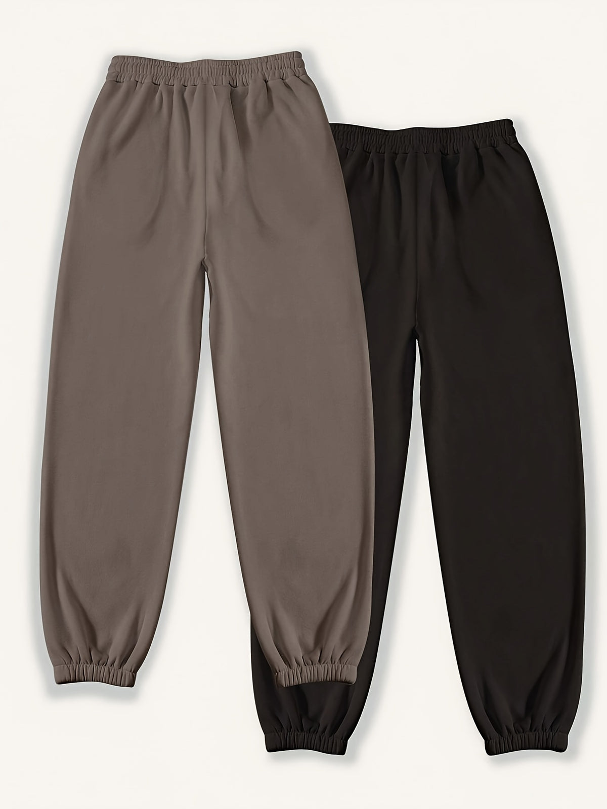 2 Women'S Street Solid Color Comfortable Loose Pants with Elastic Waist Drawstring Jogging Pants, Women'S Wear - Mixed Color 1