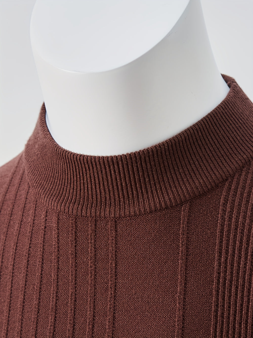 Men'S Short-Sleeved Knitted Shirt, Short-Sleeved Sweater with a Small Stand-Up Collar, T-Shirt Sweater That Can Be Worn in Spring, Autumn And Winter, Half-High Collar Short-Sleeved Knitted Sweater, Thick, Warm, Solid Color Base - Coffee Color