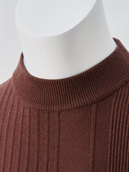 Men'S Short-Sleeved Knitted Shirt, Short-Sleeved Sweater with a Small Stand-Up Collar, T-Shirt Sweater That Can Be Worn in Spring, Autumn And Winter, Half-High Collar Short-Sleeved Knitted Sweater, Thick, Warm, Solid Color Base - Coffee Color