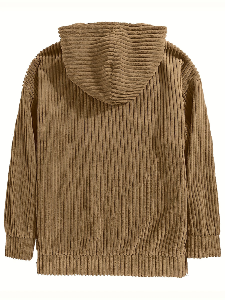 Men'S Hooded Sweatshirt - Loose Fit Pullover Hoodie, Long Sleeve Casual Sweater for Everyday & Formal Wear, Classic Hooded Sweatshirt for Men, Comfortable Clothing, Textured Fabric, Relaxed Fit Clothing - Camel