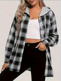 Casual Hooded Plaid Shirt - Mixed colors