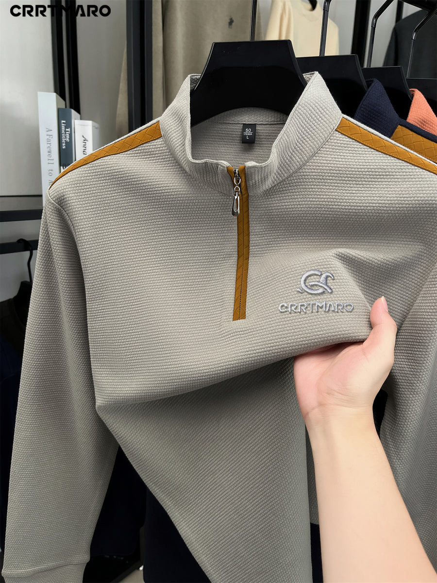 Katemar CRRTMARO New Summer Men's Long Sleeve Crew Neck Simple Casual High-End Breathable T-Shirt Men's Apparel RY - Light Khaki