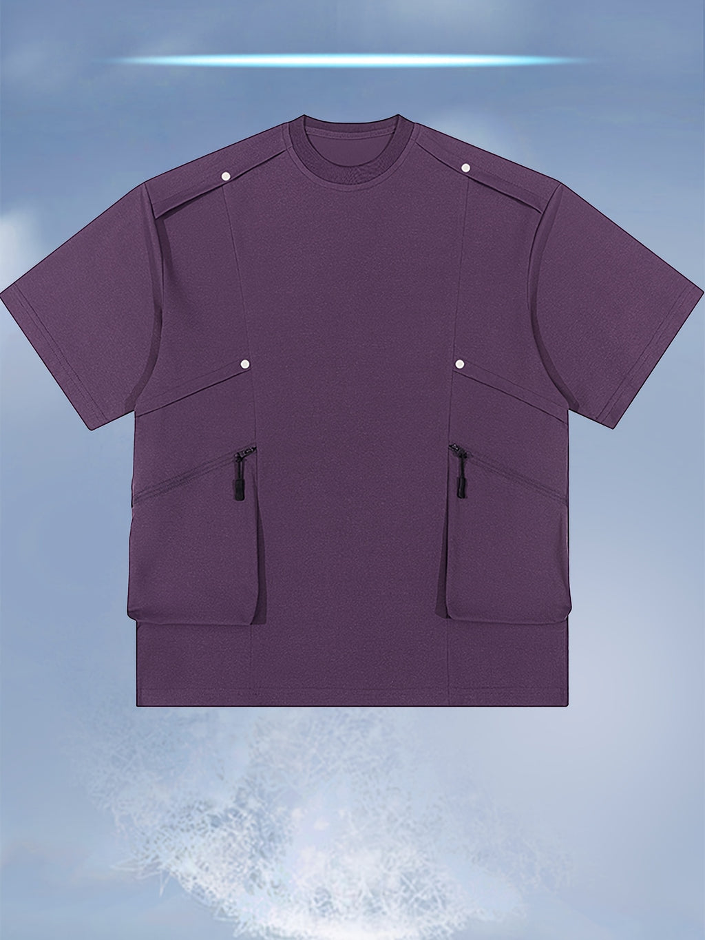 [Qiaoximei OBM] 2026 Summer New Men'S High-Quality Multi-Pocket Versatile Round Neck Short T-Shirt - Fashionable Street Beach Party Energetic Sports Men'S Trendy Loose Special Short Sleeve T-Shirt - Purple