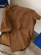 Men's New Pure Cotton Crew Neck Short Sleeve T-Shirt with Summer Vibe Palm Tree Sunset Print, Suitable for Vacation, Leisure, Comfortable, Soft, Breathable, Summer Essential - Coffee Brown