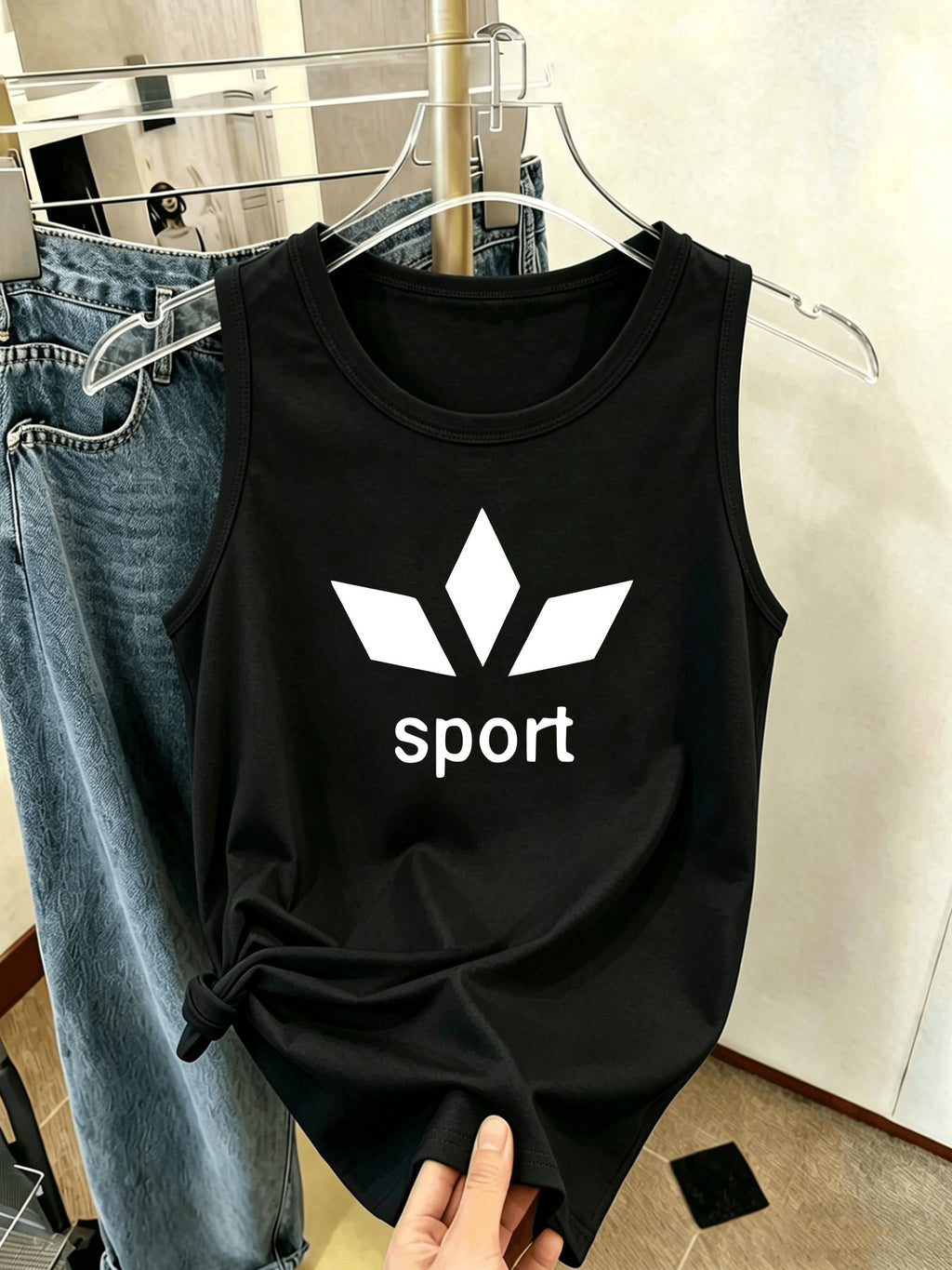 Y2K Women's Sleeveless Tank Top, Simple and Stylish, Casual Fashion, Women's Spring/Summer Casual Swear, Sizes S, M, L, XL, XXL+6417 - Black