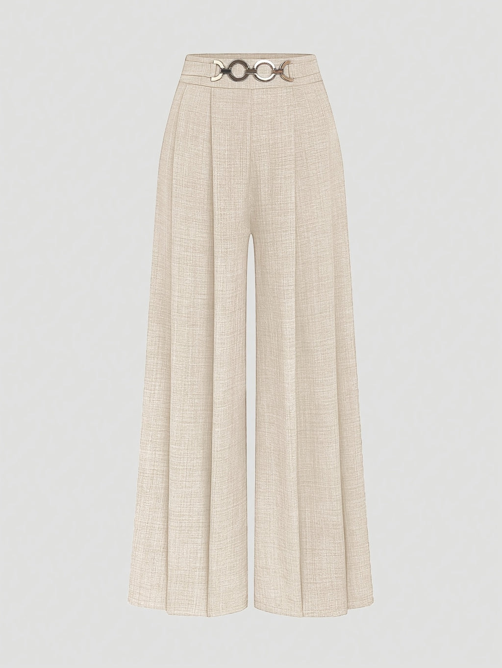 New Women'S High-Waist Metallic Button-Design Wide-Leg Pants, Elegant Casual Daily Wear - Apricot
