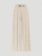 New Women'S High-Waist Metallic Button-Design Wide-Leg Pants, Elegant Casual Daily Wear - Apricot