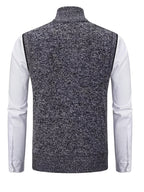 2pcs Spring/Autumn Style Sweater Knit Vest Zipper Cardigan with Real Pockets, Solid Color, Unisex Vest - E7015HUI+L