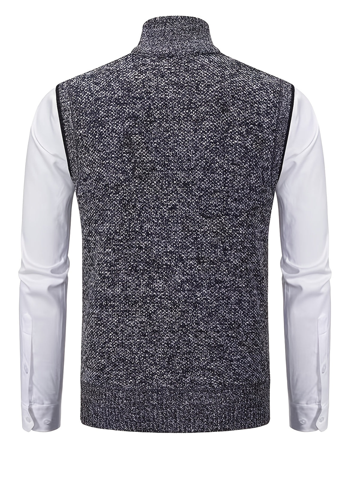 2pcs Spring/Autumn Style Sweater Knit Vest Zipper Cardigan with Real Pockets, Solid Color, Unisex Vest - E7015HUI+L