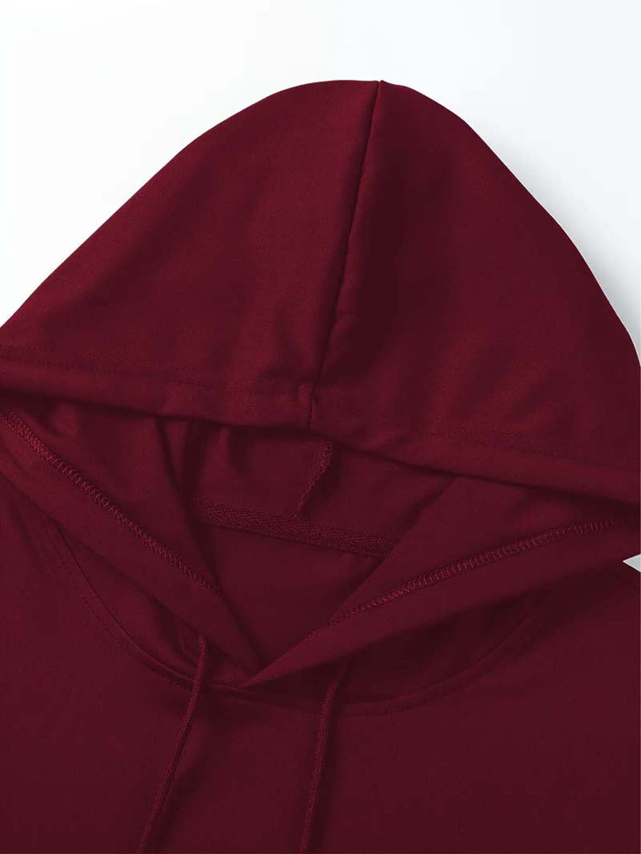 American Urban Element Style! BOSTON Lettering And BLACK & Golden Slogan Print, Hooded T-Shirt for City Sentiment - Burgundy