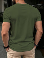 Printed Design - Non-Textured/2D Printing Men's Simple V-Neck Short-Sleeve T-Shirt, Daily Casual Fitness Solid Color Basic Top, Suitable for Casual Outdoor Daily Wear - Mixed colors