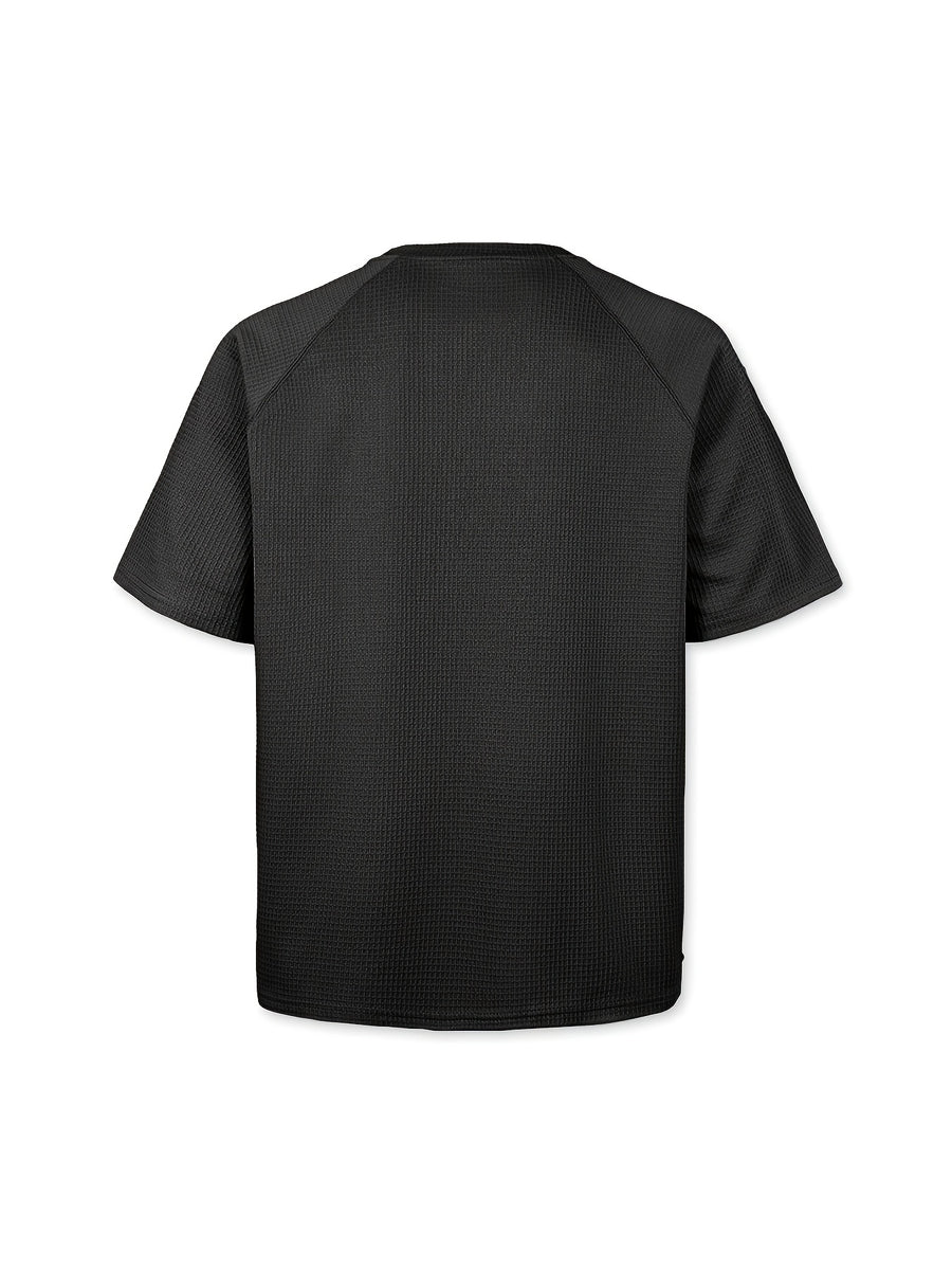 Men'S Summer Easy Fashion Loose Comfortable Breathable Casual Round Neck Short Sleeve T-Shirt - Black