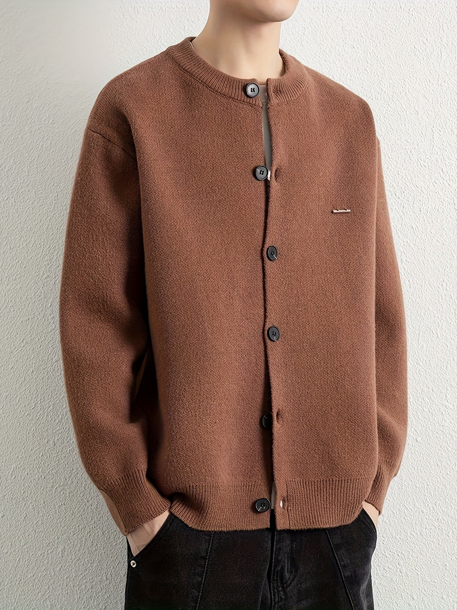 Men's Autumn Winter Trendy Versatile Warm Cardigan Sweater 25861 - Coffee Color