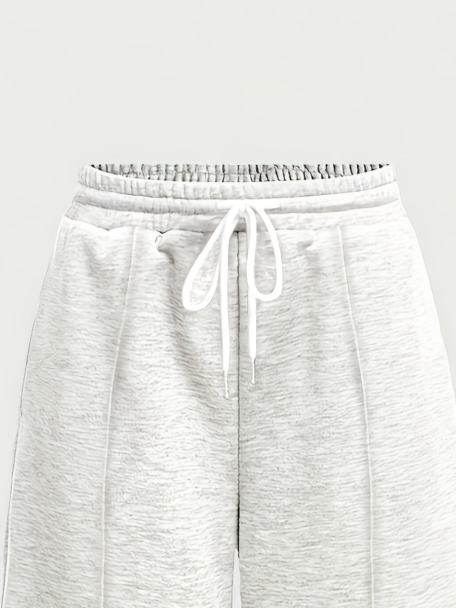 Casual Pants, Loose Wide-Leg Casual Pants, Elastic Waistband Athletic Pants, Warm Elastic Waistband Casual Pants for Women's Autumn/Winter Outerwear - No. 1 Gray