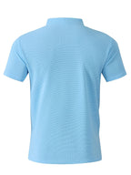Breathable Fabric Summer Men'S Waffle Skinny Short Sleeve American Oversized Casual V-Neck Tie-Up T-Shirt - Sky Blue