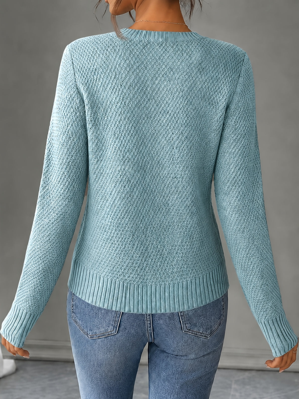 New Fashion Women'S Clothing, Spring Autumn Early Winter Short Jacket, Button-Up Cardigan - Light Blue