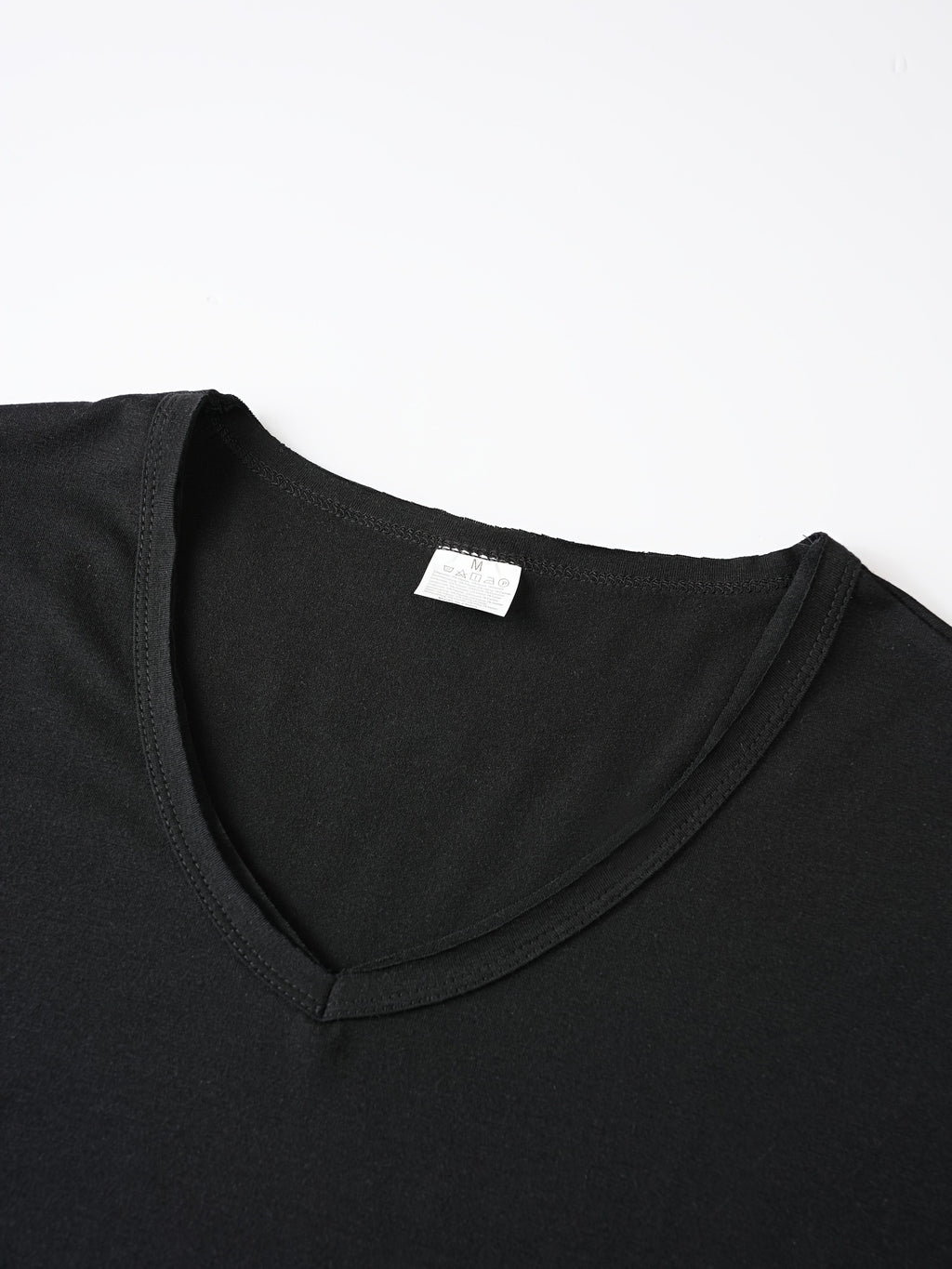 Men'S Basic V-Neck Short Sleeve High-Stretch Slight-Stretch Men'S T-Shirt 190G Regular Fit Commuter Base Layer Versatile Basic Style - Black
