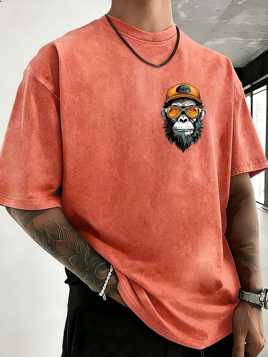 Summer Hot Item Unisex T-Shirt, Retro Distressed Style And Super Good Look! Pure Main Material, Breathable And Skin-Friendly, Comfortable to Wear, Suitable for Casual Commute, Sports Fitness, Outdoor Travel. Double-Sided Positioning Print - Orange