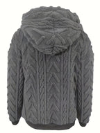 2025 Autumn And Winter Women'S New Fleece-Lined Comfortable Casual Solid Color Hoodie - Dark Gray