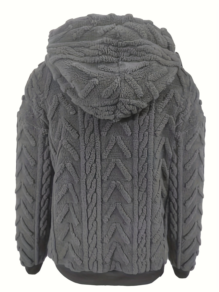 2025 Autumn And Winter Women'S New Fleece-Lined Comfortable Casual Solid Color Hoodie - Dark Gray