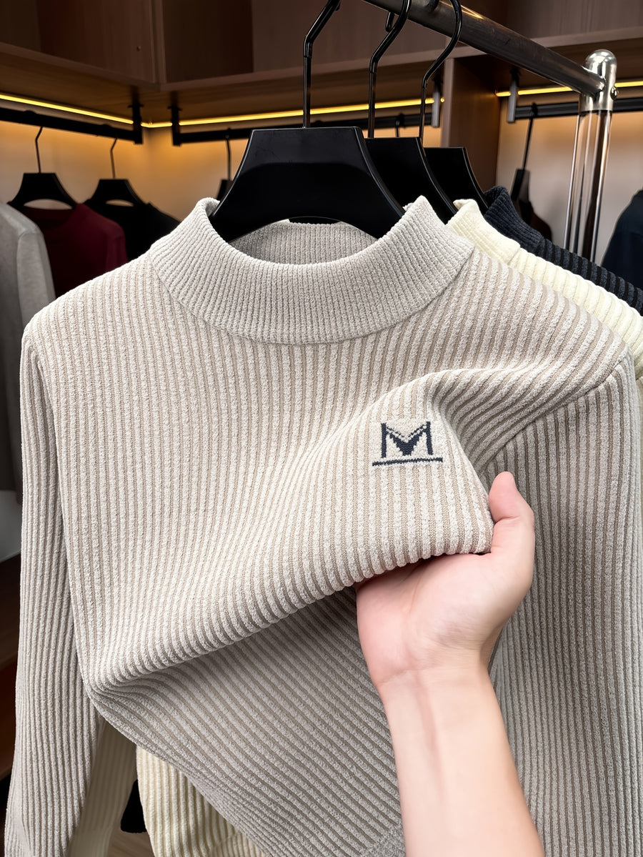 Minimalist Urban Knit Round Neck Sweater Portable Daily Commute - Khaki 1