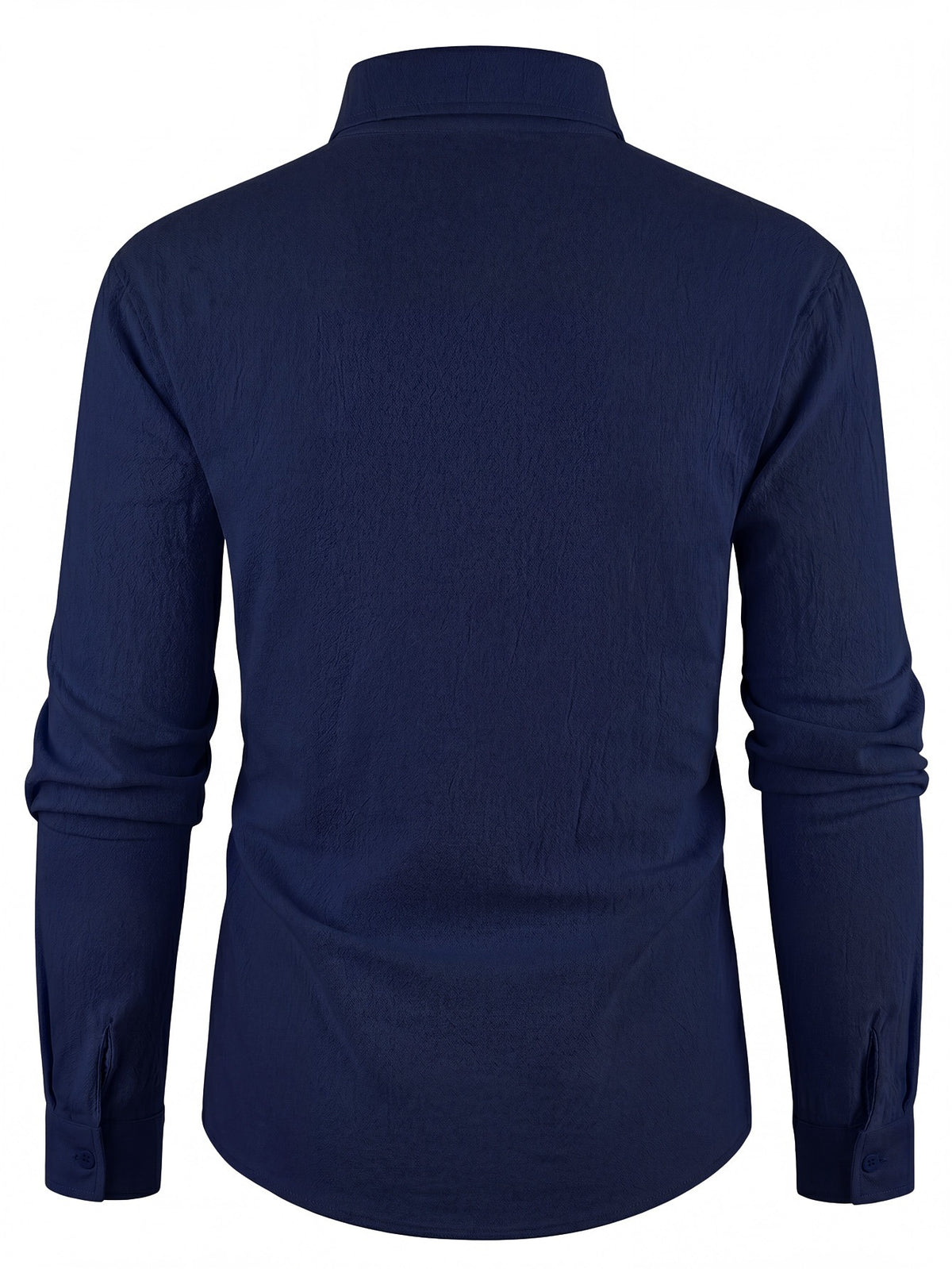 Spring/Autumn Men's California Letter Print Linen Shirt, Long Sleeve Lapel Button-Up Casual Beach Top - Navy Color