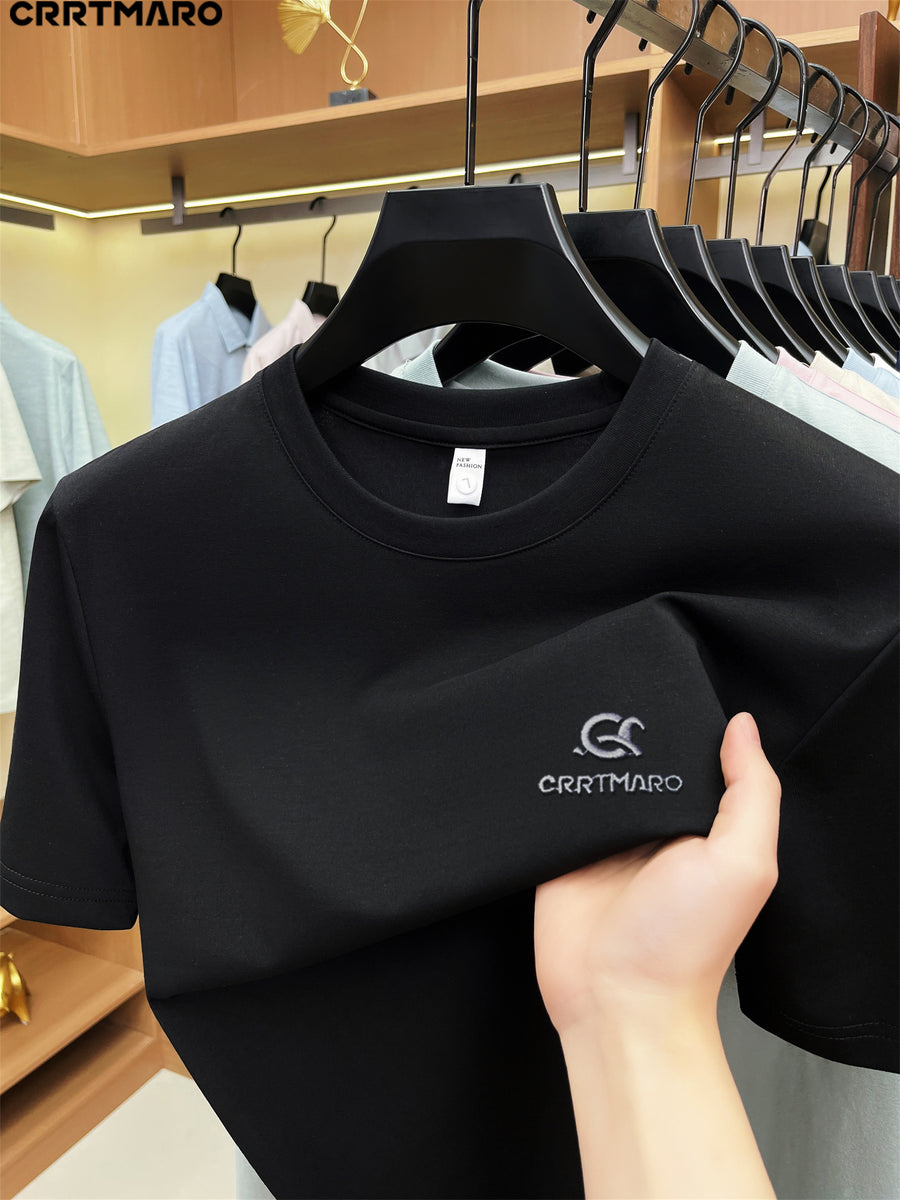 Kartmar CRRTMARO Summer New Round Neck Quick-Dry Short Sleeve T-Shirt Men'S Youth Loose Casual Short Sleeve Top Men'S Clothing SP - Black