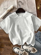 Graphic Print T-shirt, Short Sleeve Crew Neck Casual Top for Summer & Spring, Women's Clothing - White