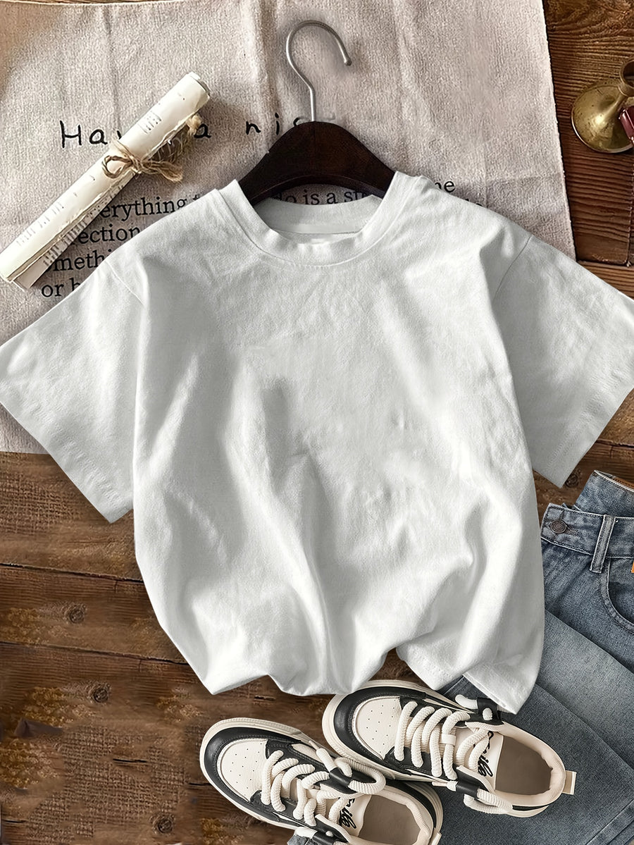 Graphic Print T-shirt, Short Sleeve Crew Neck Casual Top for Summer & Spring, Women's Clothing - White