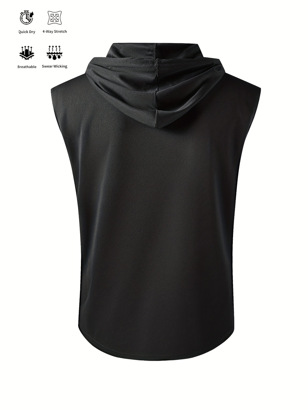 Men's Summer Fitness & Sports Casual Versatile Hooded Tank Top, Men's Casual Comfortable Breathable Hooded Tank Top T-Shirt - Black