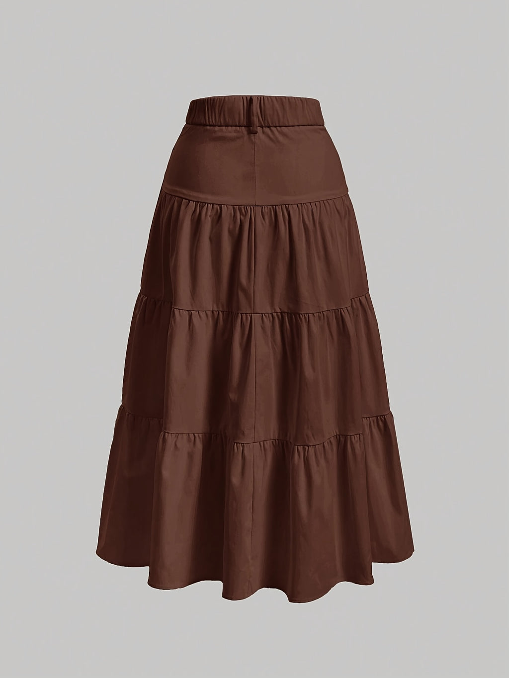 Women'S Solid High-Waist Half Skirt - Dark Brown