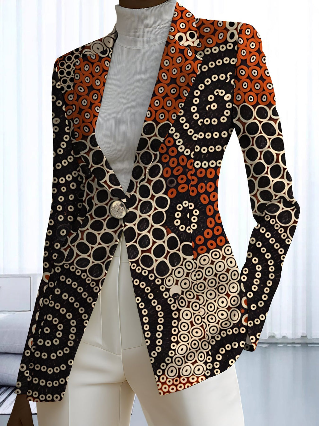 This Stylish and Elegant Women's Blazer Is Designed Specifically for the Spring and Autumn Seasons. As a Versatile Lapel Jacket, It Is Suitable for a Wide Range of Occasions Offering a Look That Is Both Creative and Highly Fashionable. - Black Bottom Apricot