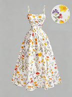 Women's Vacation Floral Print Camisole Maxi Dress - Multicolor
