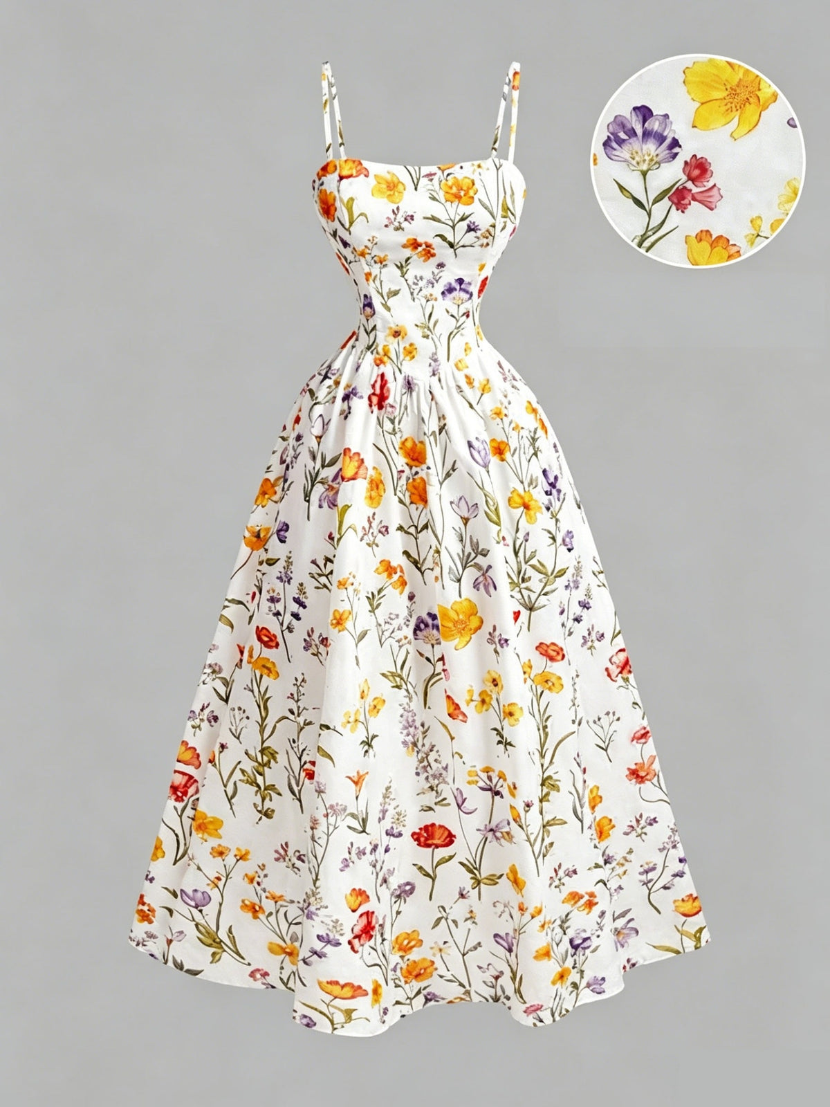 Women's Vacation Floral Print Camisole Maxi Dress - Multicolor