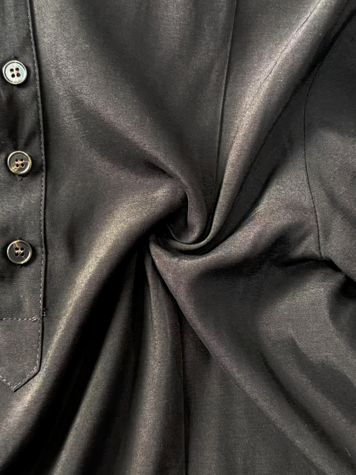 Men'S Henley Shirt | Casual Stand Collar, Slight Stretch Fabric, Button Detail, Solid Color, Regular Fit For Spring/Fall - Black