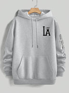 American Vintage Los Angeles  Style Hoodie, High Street Fashion LOS ANGELES Trendy Sweatshirt for Men - Light Grey