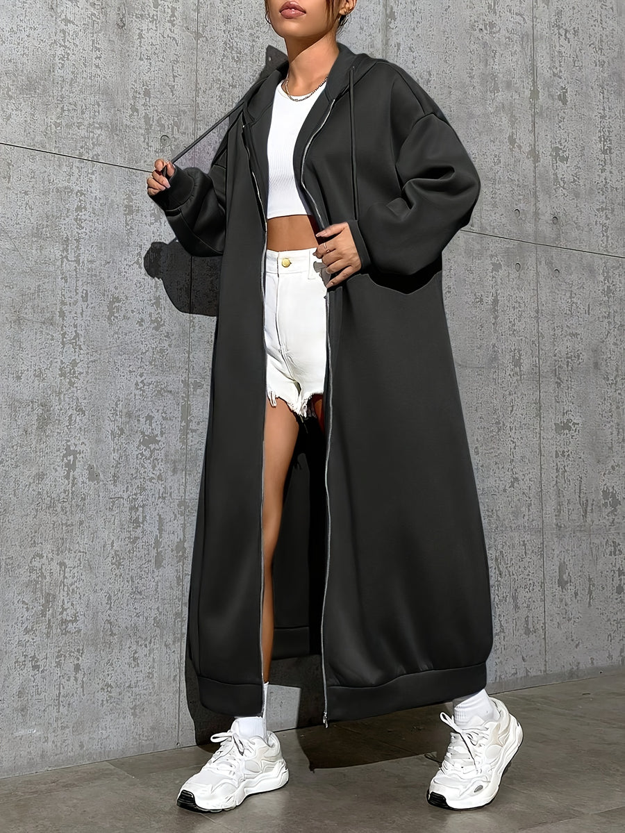Women'S Winter Casual Long Sleeve Hoodie Sweater - Black