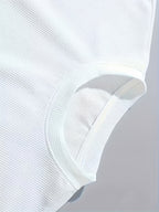 6pcs Men's Lightweight Waffle Knit Short Sleeved Round Neck T-shirt - Casual Summer Top with Contrasting Cuffs and Hem, Polyester Fiber, Suitable for Fitness and Casual Wear - Style4