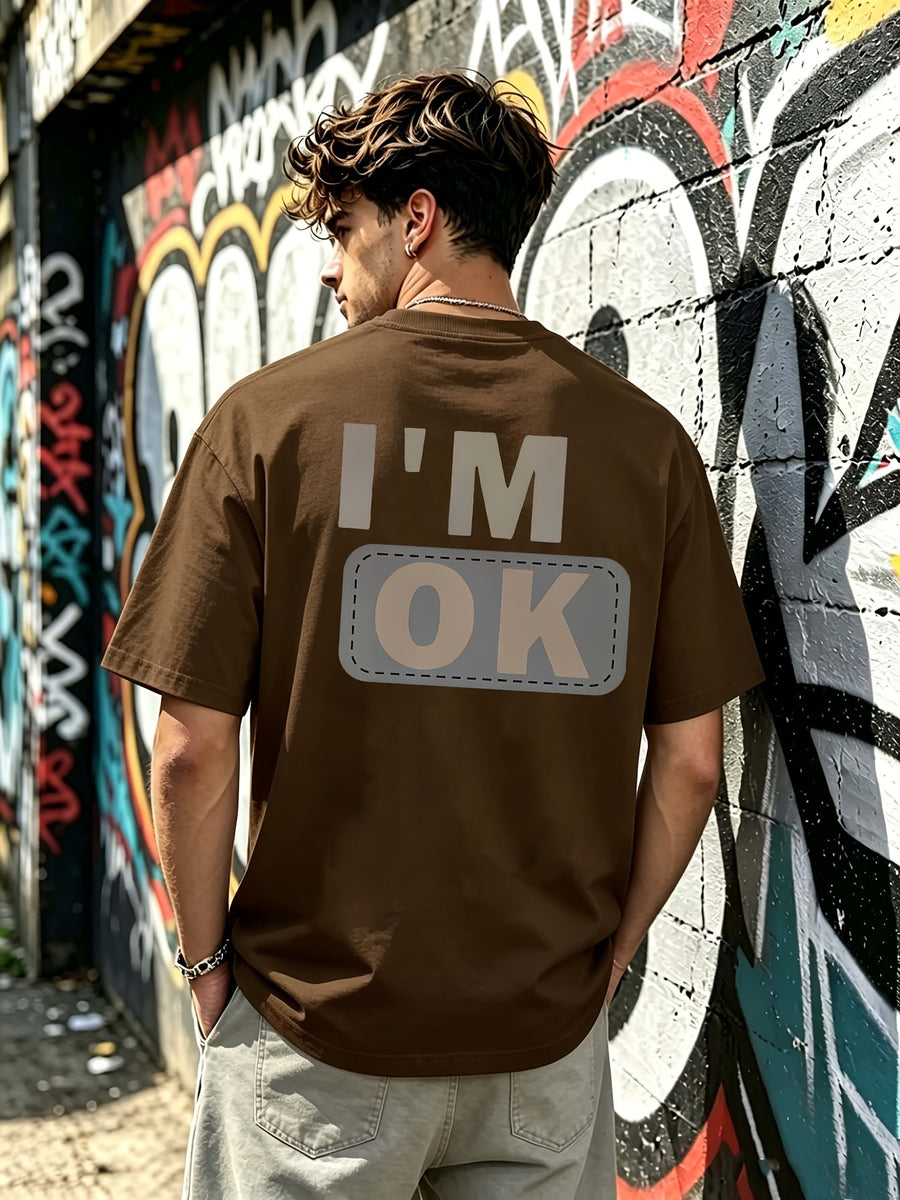 2026 Premium Pure Letter Print Short Sleeve T-Shirt for Men, Summer Loose Fit Versatile Stylish Top - 【Brown】